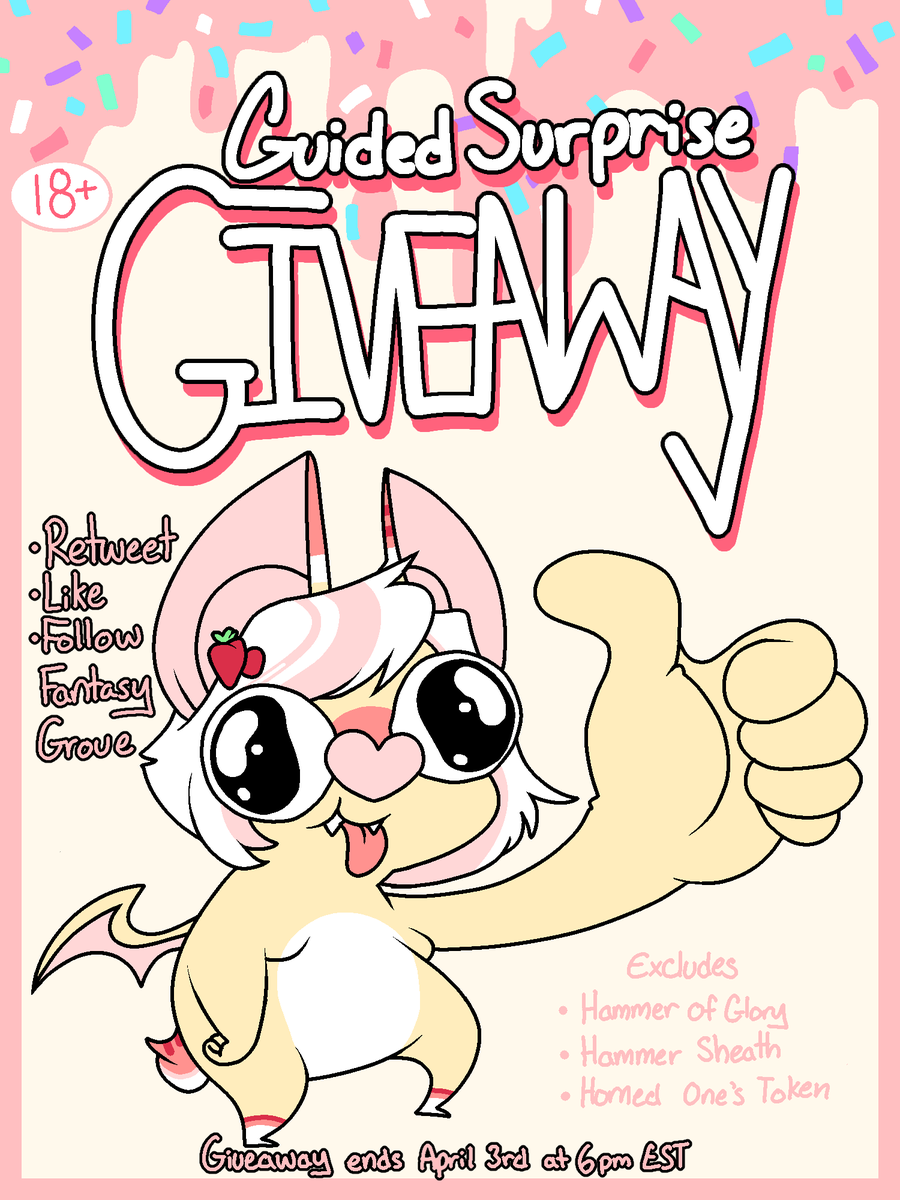 GroveFantasy's tweet photo. We hit 17k, it's time for a giveaway! ✨✨✨

Like this post, retweet it, and follow us to enter. Winner will get a guided surprise poured by @BattyBombshell, you get to submit a prompt and they will create a pour inspired by it on one of our toys in a size/firmness of your choosing. No specific pour requests or lineart!

Must be 18+ to enter.

Giveaway will last until April 3rd at 6p EST, winner drawn at random. We'll contact the winner through Twitter. If you are contacted, you'll have 24 hours to respond and claim the prize. 

Shipping of the toy is free for anyone within the US. Those outside the US are welcome to enter, but will need to pay shipping if you accept the prize. 

Good luck y'all and thank you for getting us this far!!