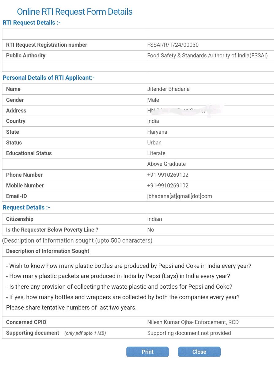 bhadana's tweet photo. Forests, rivers, and land are choked with Pepsi and Coke bottles.

Dig a foot, and you'll find their chips and Kurkure packets.

Despite this, ministries ignore this.

I asked via RTI, but they instantly disposed of it.

Isn't it unfortunate?

@MOFPI_GOI @PMOIndia @MIB_India https://t.co/8vyTIu1ibi