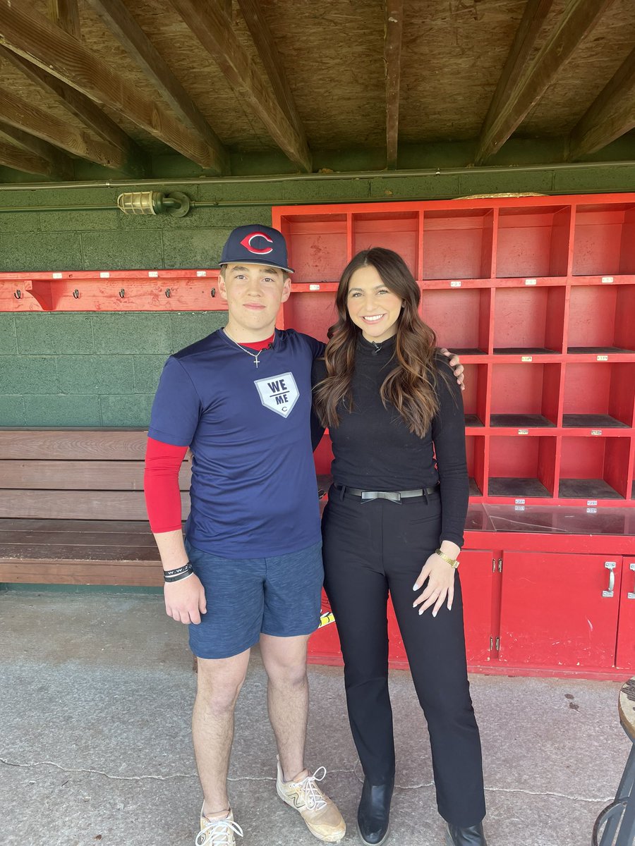 Pretty cool having @Chloeabbottt from <a href="/NewsOn6/">News On 6</a> out at the ballpark today to interview <a href="/ParkerC76/">Parker Collins</a> about his “Immaculate Inning” last week. She might have even played a little catch off camera! ⚾️⚾️
<a href="/cvillecards/">Collinsville HS</a> <a href="/CollinsvilleMed/">Collinsville Sports Med</a> <a href="/cvilleathletes/">Cardinal Athletics</a> <a href="/snrsbeattxs/">Jeremy Hogan, Ed.D.</a>

#ItsGoodToBeACardinal