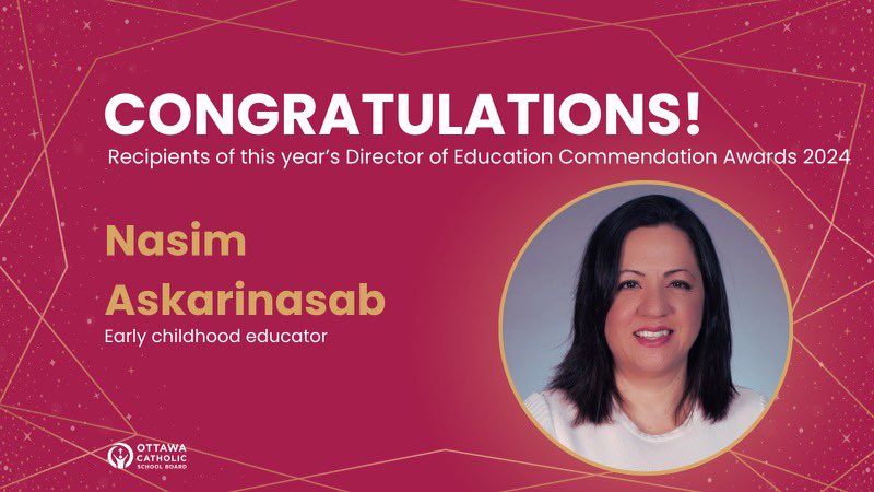 StAnneOCSB's tweet photo. Huge Shoutout and Congratulations to @AskariNasim who has won the Director of Education Commendation Award. You are so deserving and we are so blessed to have you @StAnneOCSB ✨🙌🏼💗@TDOttawa @stannecouncil https://t.co/DOLPpz9WwO
