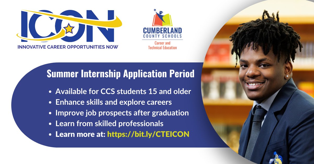 CumberlandCoSch's tweet photo. Don't miss the deadline! 🚀 CCS students, the ICON Summer Internship Program deadline is just around the corner on Friday, April 19, 2024. Take advantage of this opportunity to enhance your skills and explore potential careers. Learn more and apply now: https://t.co/UfXHUnp1Ss. https://t.co/cuSpNuUSk2