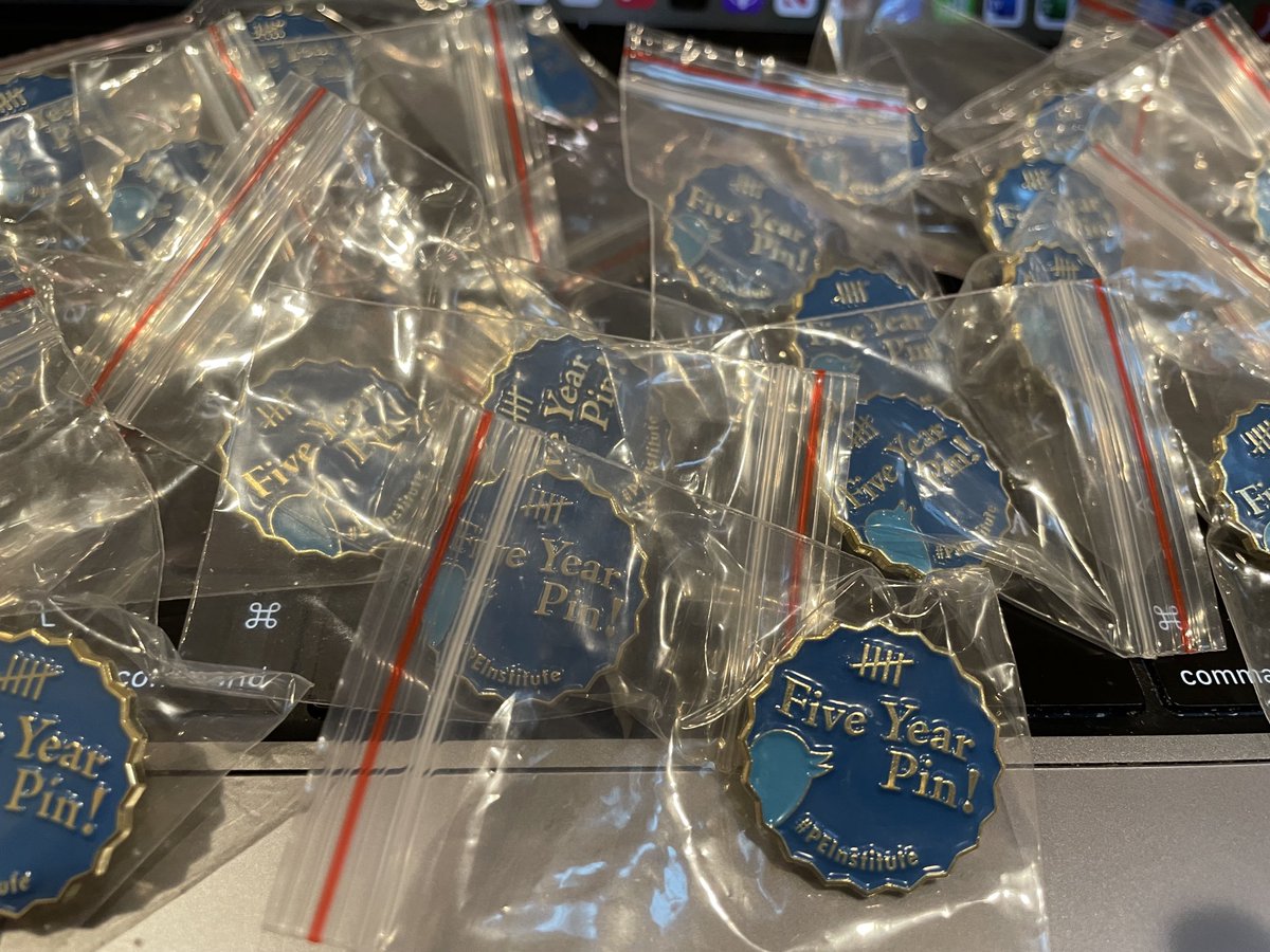 Just received a new batch of “5 Year Pins.” If this will be the fifth year you’ve attended this event, please let me know! #PEInstitute24