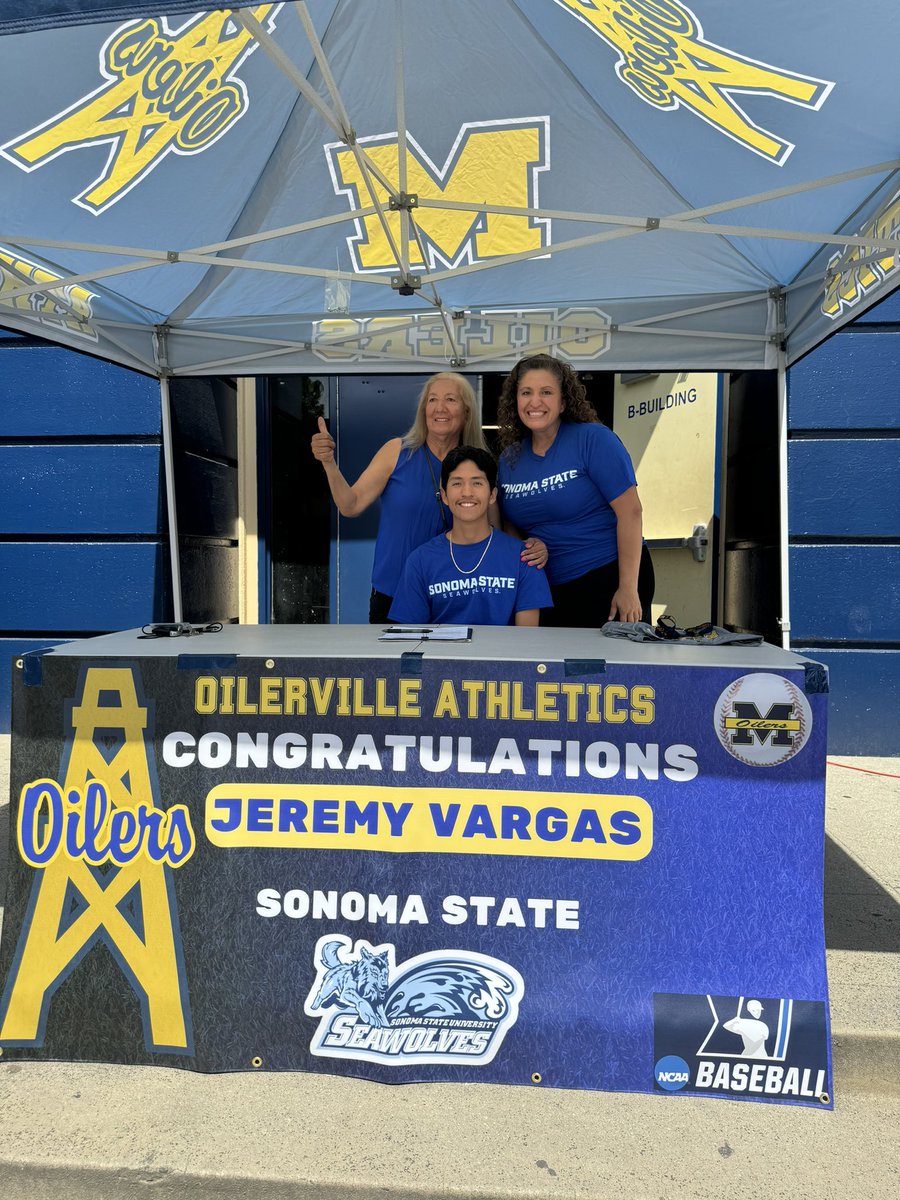 Congratulations to Jeremy Vargas who officially signed his letter of intent to continue his education and baseball career and Sonoma State. We are all very proud of you. #OilerBaseball @mhsoilers @SGVNSports @James_Escarcega