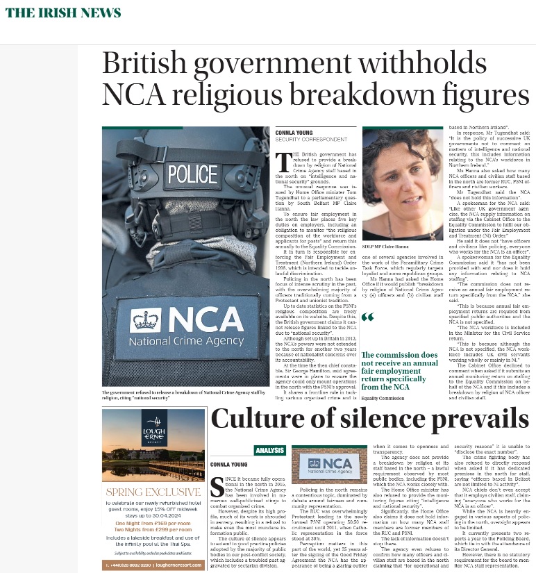 Policing in Northern Ireland was not fixed forever with Patten in 1999 nor with Sinn Fein's support in 2007, it is something that must be consistently worked at however, that includes all branches of policing inclusive of the National Crime Agency.