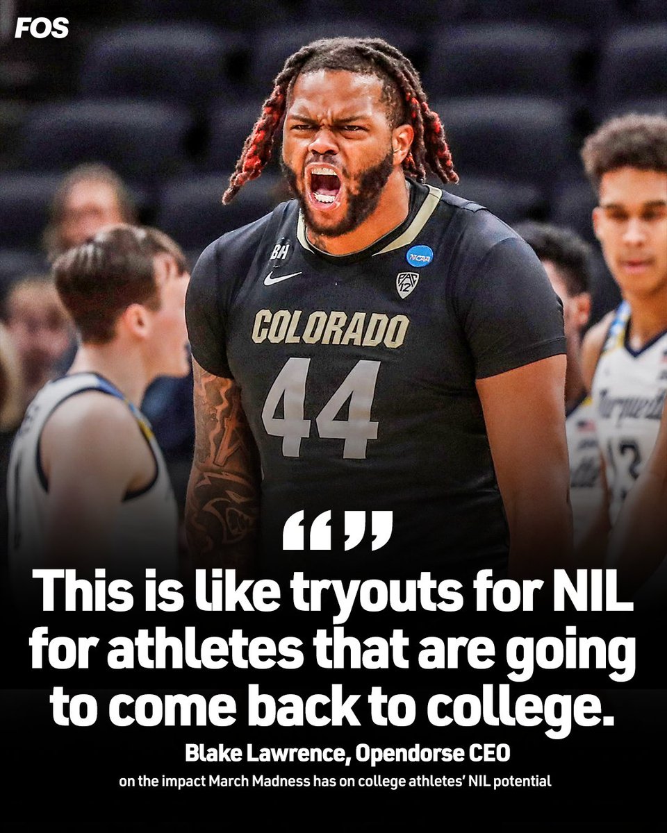 NIL has helped support teams and their NCAA Tournament runs. At the same time, March Madness has become the perfect stage for players to make a name for themselves. More with @Blake_Lawrence on @FOS_Today » gofos.co/3TTJ00M
