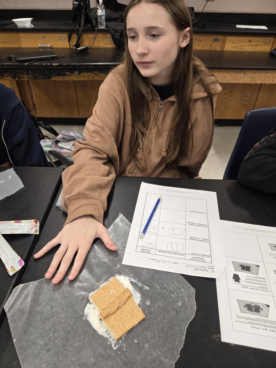 MPrewett16943's tweet photo. Today, students continued to learn about plate tectonics. Students modeled convergent and divergent plate boundaries. @cobbscience @LMSJRFALCONS https://t.co/I8yW2ooKUv