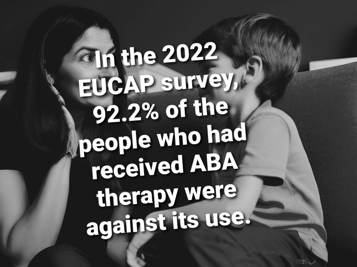 In the 2022 EUCAP survey, 92.2% of the people who'd received ABA therapy were against its use.

It's time to ban nonconsensual ABA therapy.

#BanABA #ABAisAbuse #BCBA #BehaviorAnalyst