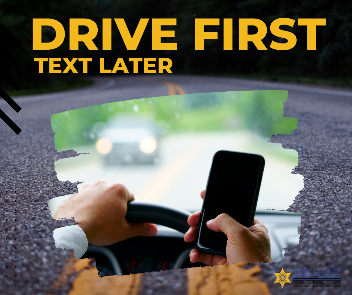 April is distracted driving awareness month. Distracted-driving crashes accounted for 8% of all fatal crashes, 14% of injury crashes in 2021. #YCSONews #TargetZeroSC