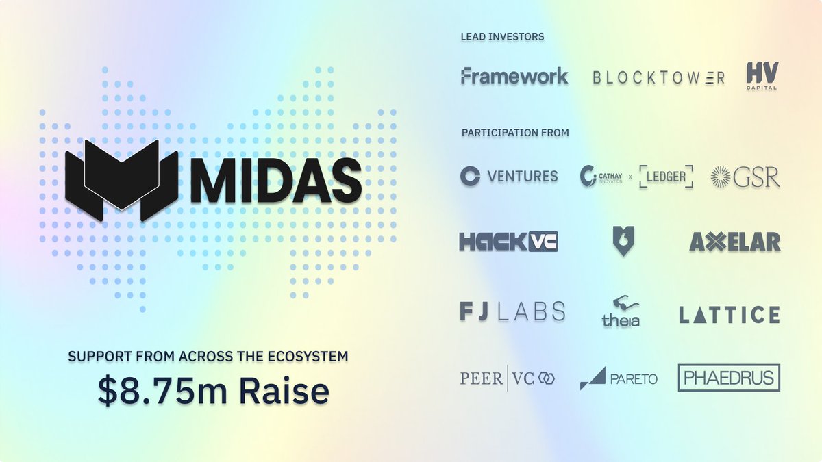 1/ Introducing the Midas Protocol and the innovative $mTBILL to the DeFi landscape! Today, we're thrilled to unveil Midas, our pioneering asset tokenization protocol, alongside the successful raise of $8.75M co-led by industry titans @BlockTower, @hiFramework, and @HV_Capital.