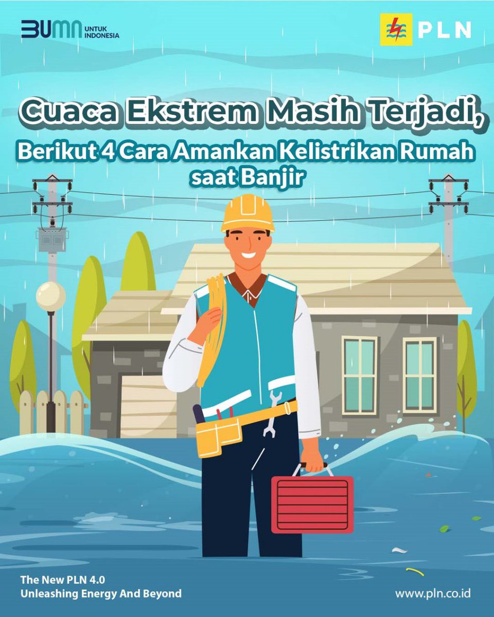 Yayiggg's tweet photo. Saat cuaca ekstrem seperti banjir melanda, ada beberapa langkah yang bisa diambil untuk menjaga sistem kelistrikan rumah tetap aman. Simak 4 tips berikut
#TipsListrik https://t.co/44G815OCJz