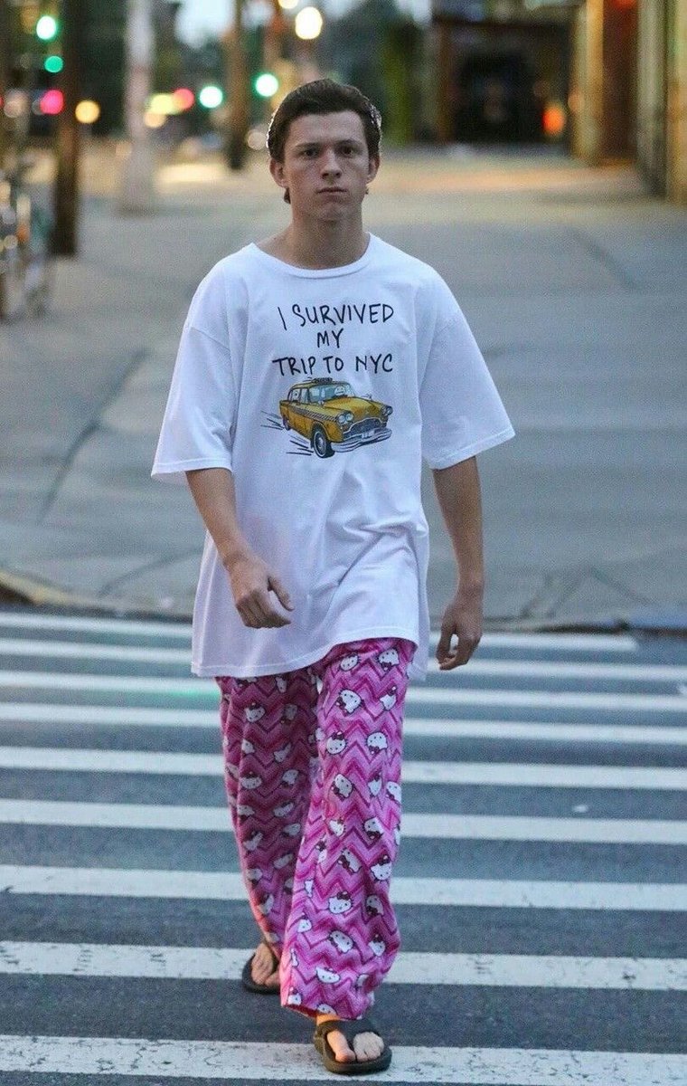 tom holland wearing hello kitty pants