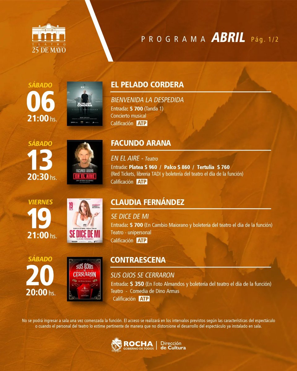 todoaqui4's tweet image. #SaveTheData
PROGRAMACIÓN ABRIL EN TEATRO 25 DE MAYO
instagram.com/p/C5COpRMPuxr/…