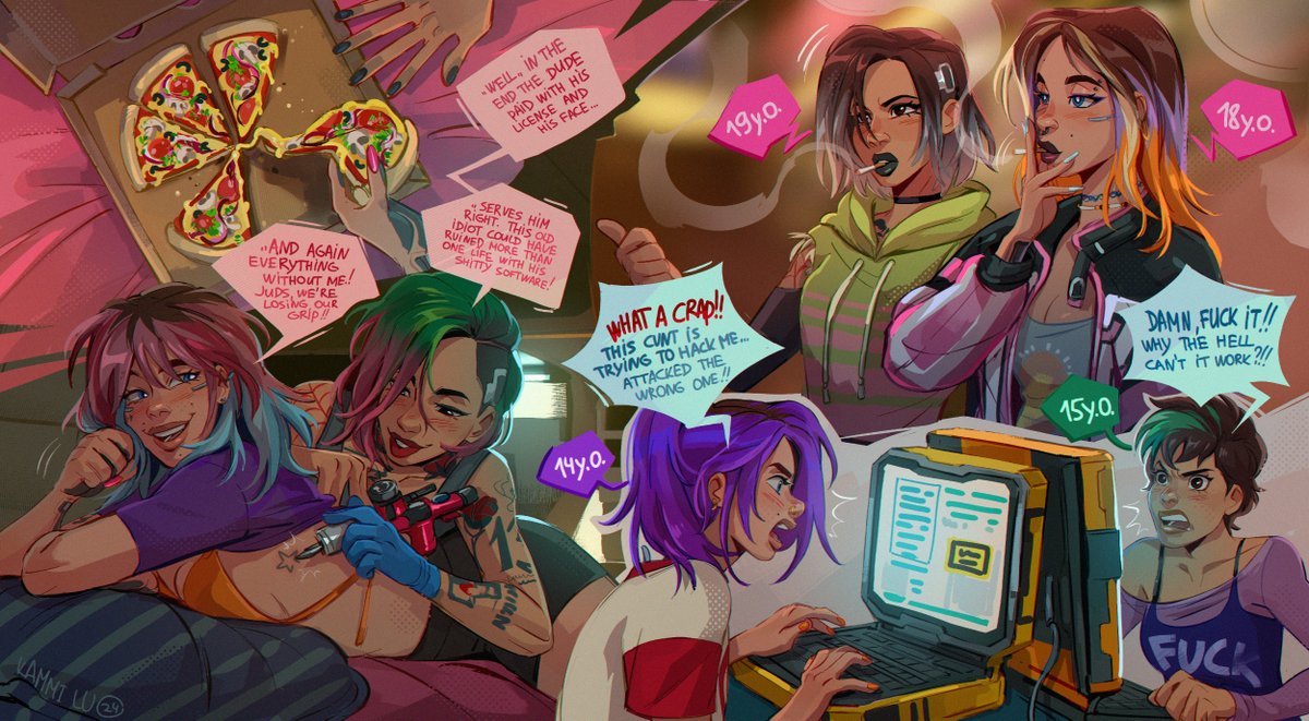 #cyberpunk2077 I have a headcanon that my V and Judy have been friends since childhood 😌🙌 they met on one of the forums on the Internet, they got into a fight, but in the end they became friends! many common interests amid a love of technology and sweets 💅💅