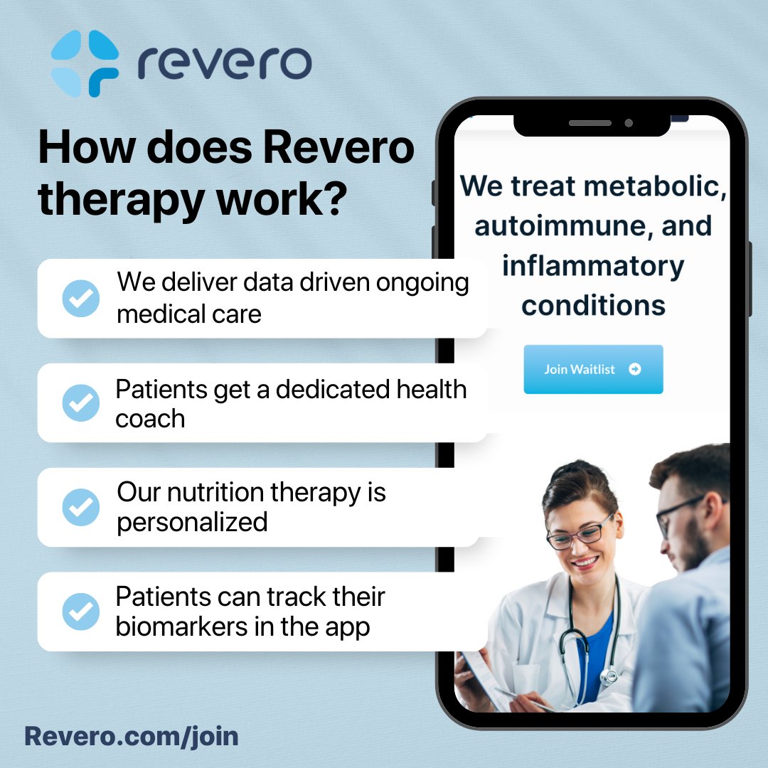 If you're battling metabolic, autoimmune, or inflammatory conditions, Revero can help.

Join the waitlist today at Revero.com/join 👏

#wellnessjourney #metabolicdiseases #chronicdisease #autoimmunedisease #rootcause #prediabetes #chronicconditions