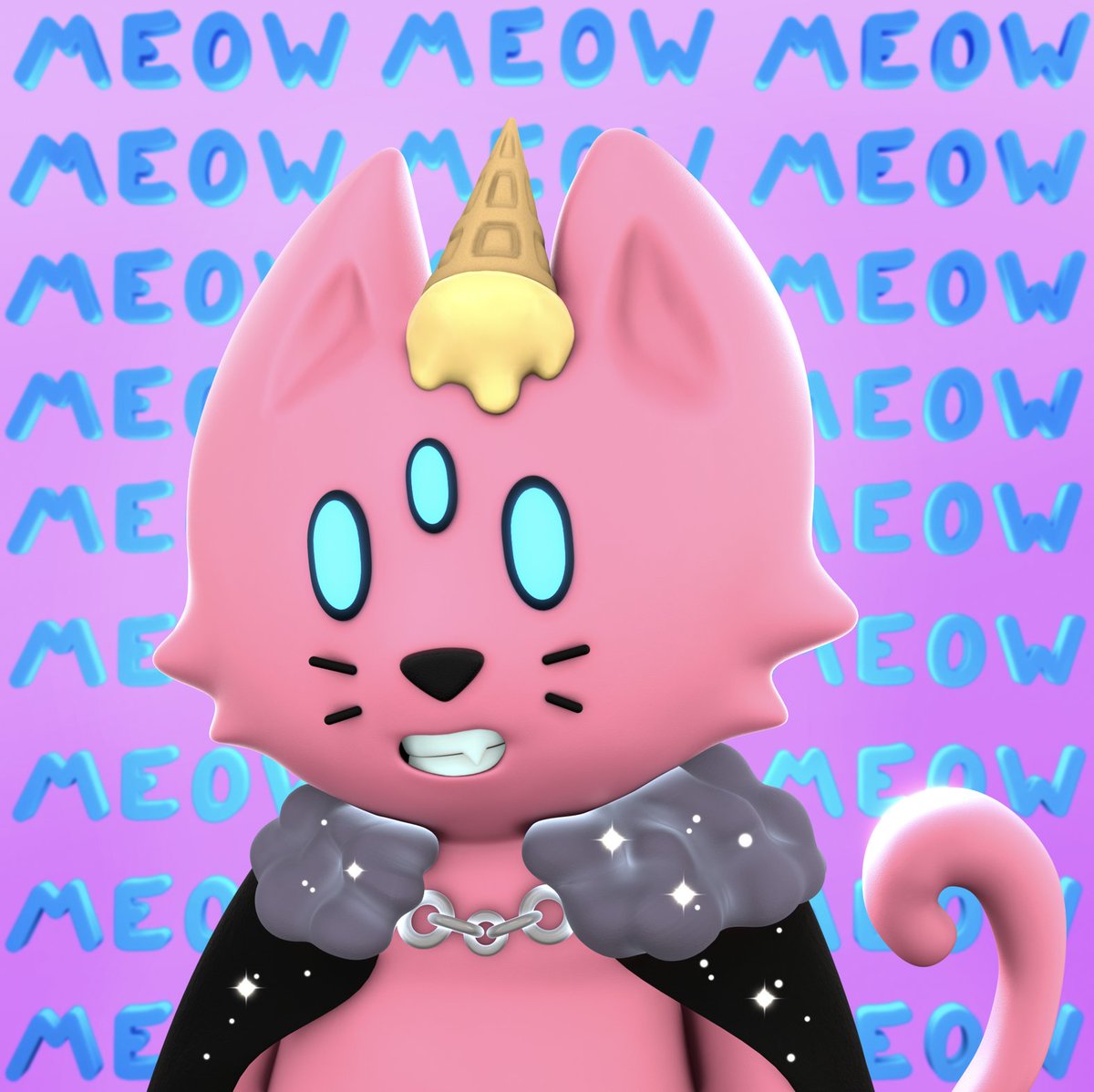 I'm very happy to have won the @CosmicCats_ meme contest ! Welcome to this beautiful 3D Cat! Meow Meow 🐈😺