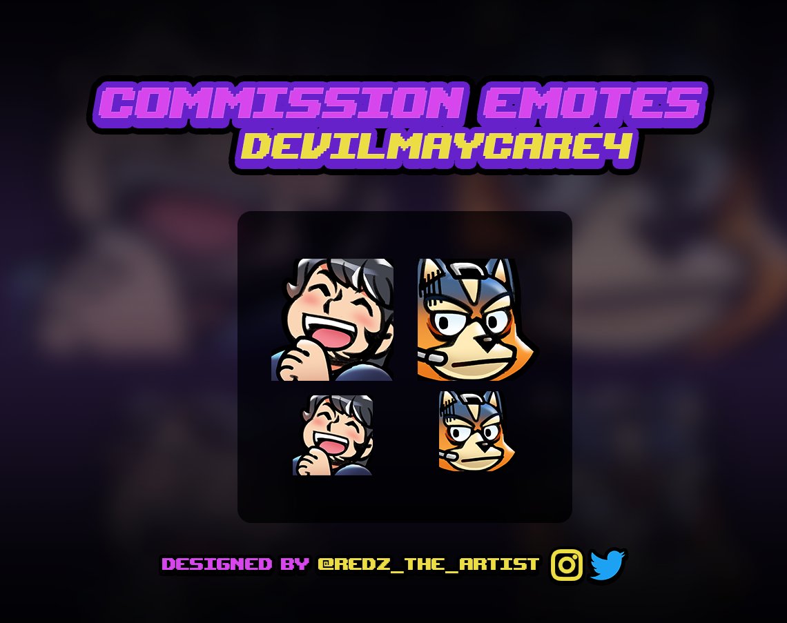 Here are some more commission emotes made for @MarciMania @MajeztyH @Sef_highwind & @DevilMayCare4 ! Interested in getting emotes/badges from yours truly? Feel free to hit me up for more info! twitter.com/REDZ_the_ARTIS…