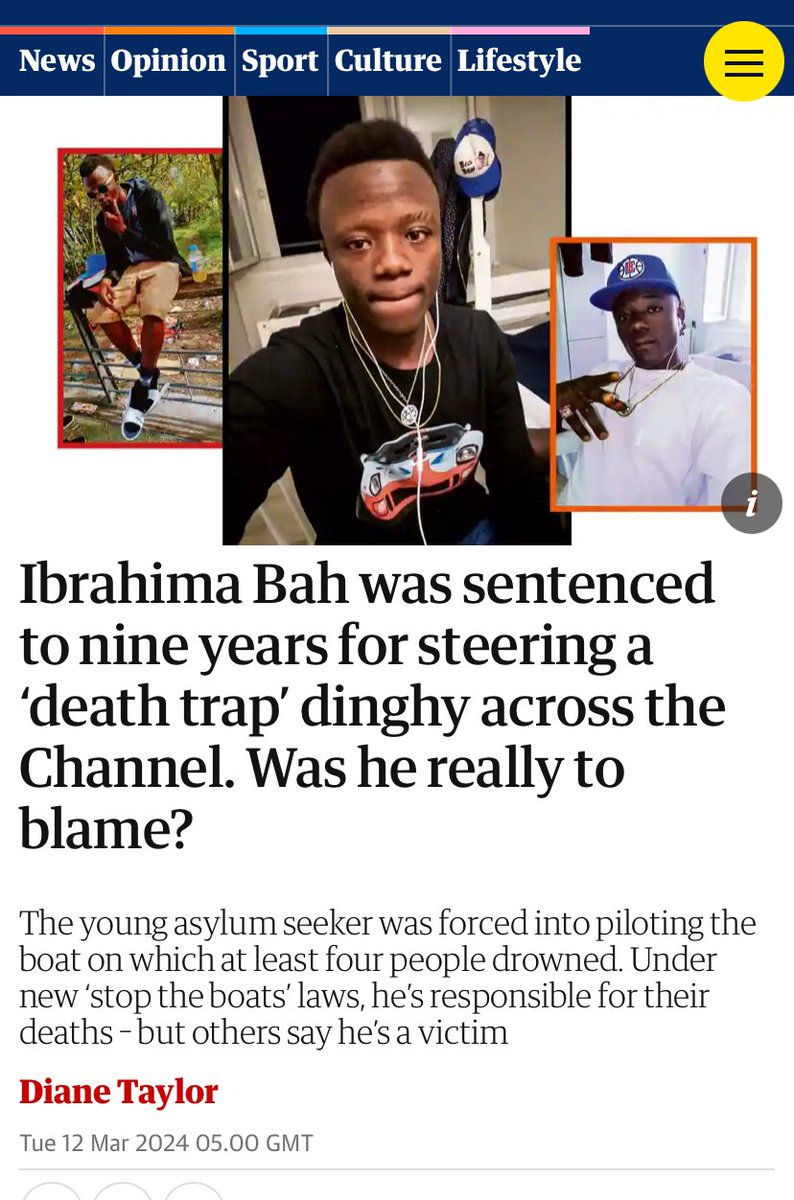 Not enough people know about Ibrahima. As a child he wanted to claim asylum in the U.K. he didn’t have the money to pay smugglers. They did him a deal, tiller the boat - travel for free. That way if anything goes wrong smugglers don’t die or get arrested - not even on the boat.