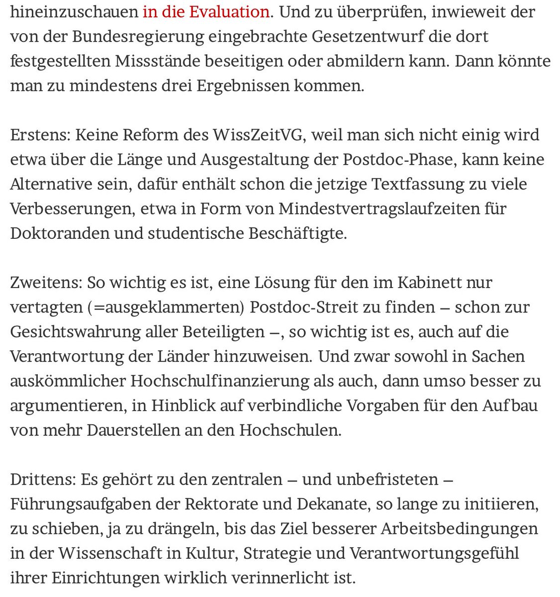 Das, was @JMWiarda sagt 👇Aber das wäre ja vllt mal evidence-based policy making - Löst die #WissZeitVG Reform die in der Evaluation festgestellten Probleme oder nicht? Völlig ideologiefrei mal rangehen?