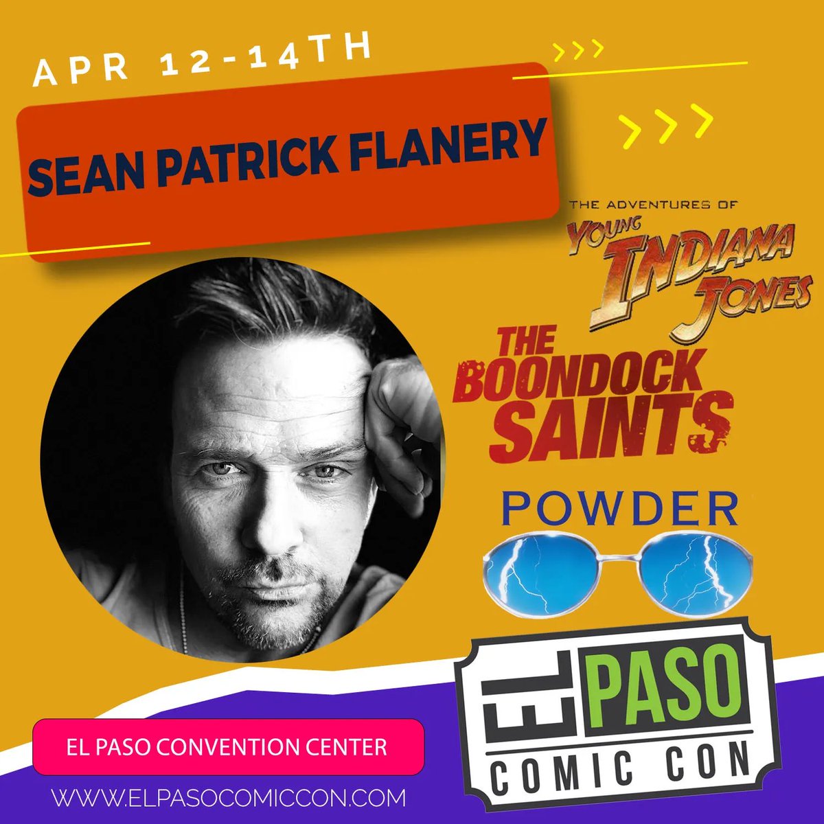 Sean Patrick Flanery (@seanflanery) @ElPasoComicCon #ElPaso #Texas #ComicCon APRIL 12-14 elpasocomiccon.com

#TheBoondockSaints #BoondockSaints #IndianaJones #Saw #StephenKing #TheDeadZone #TheBoys