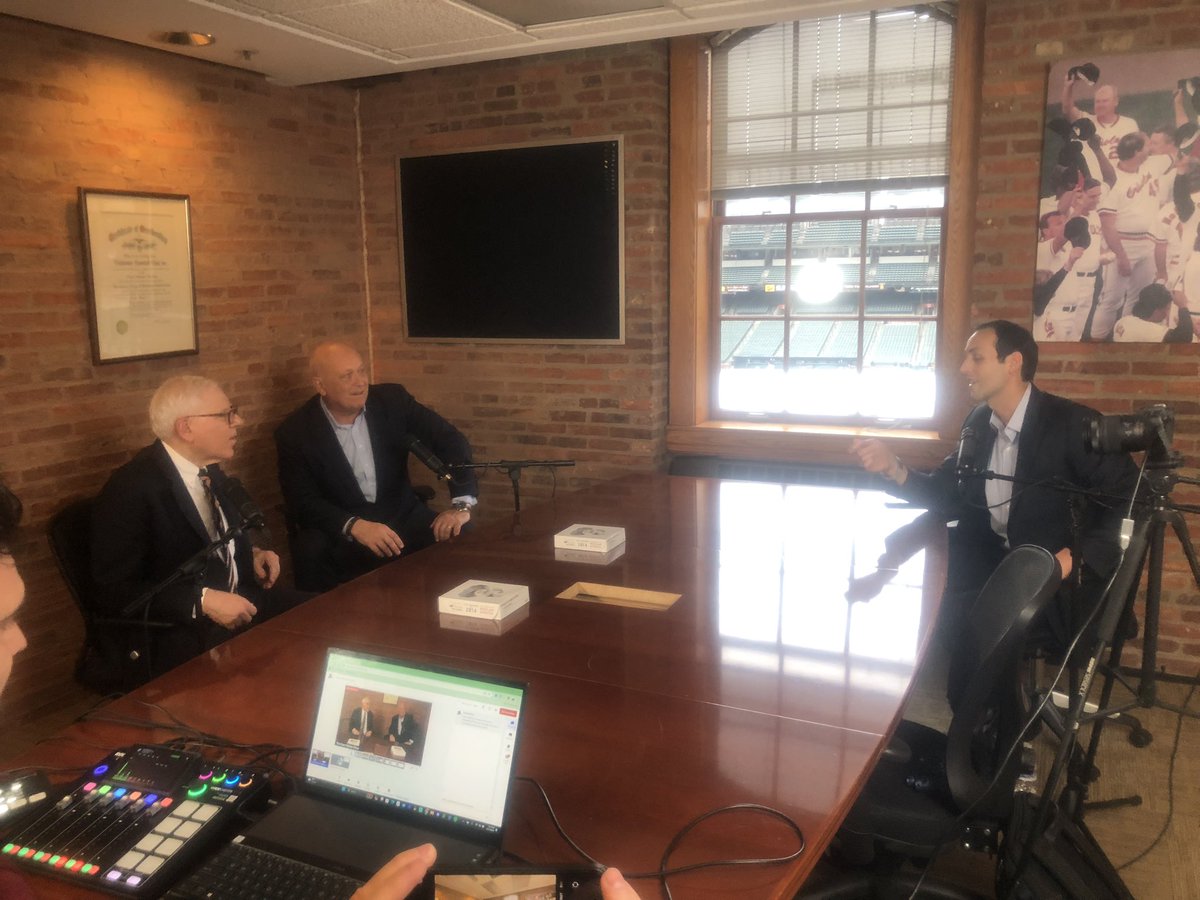 Wonderful afternoon with @DM_Rubenstein and Mike Arougheti at Camden Yards meeting with the @Orioles front office team. I’m thrilled and thankful to be a part of it! We also spent a few minutes catching up with @ryanripken Let’s Go O’s!