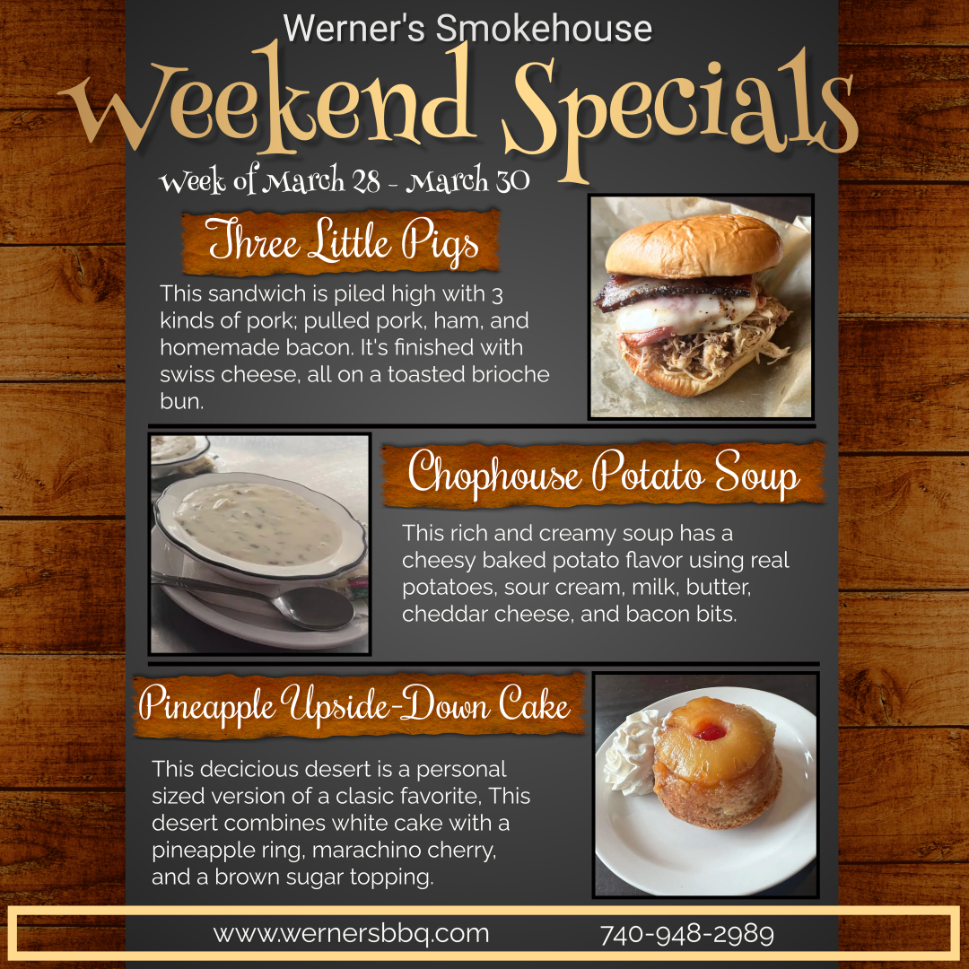 Our three little pigs sandwich is an old favorite that creates a mouthwatering meal that is sure to satisfy any meat lover. 
Pineapple upside down cupcakes are our play on the old classic. The are a single serve blast to the past.