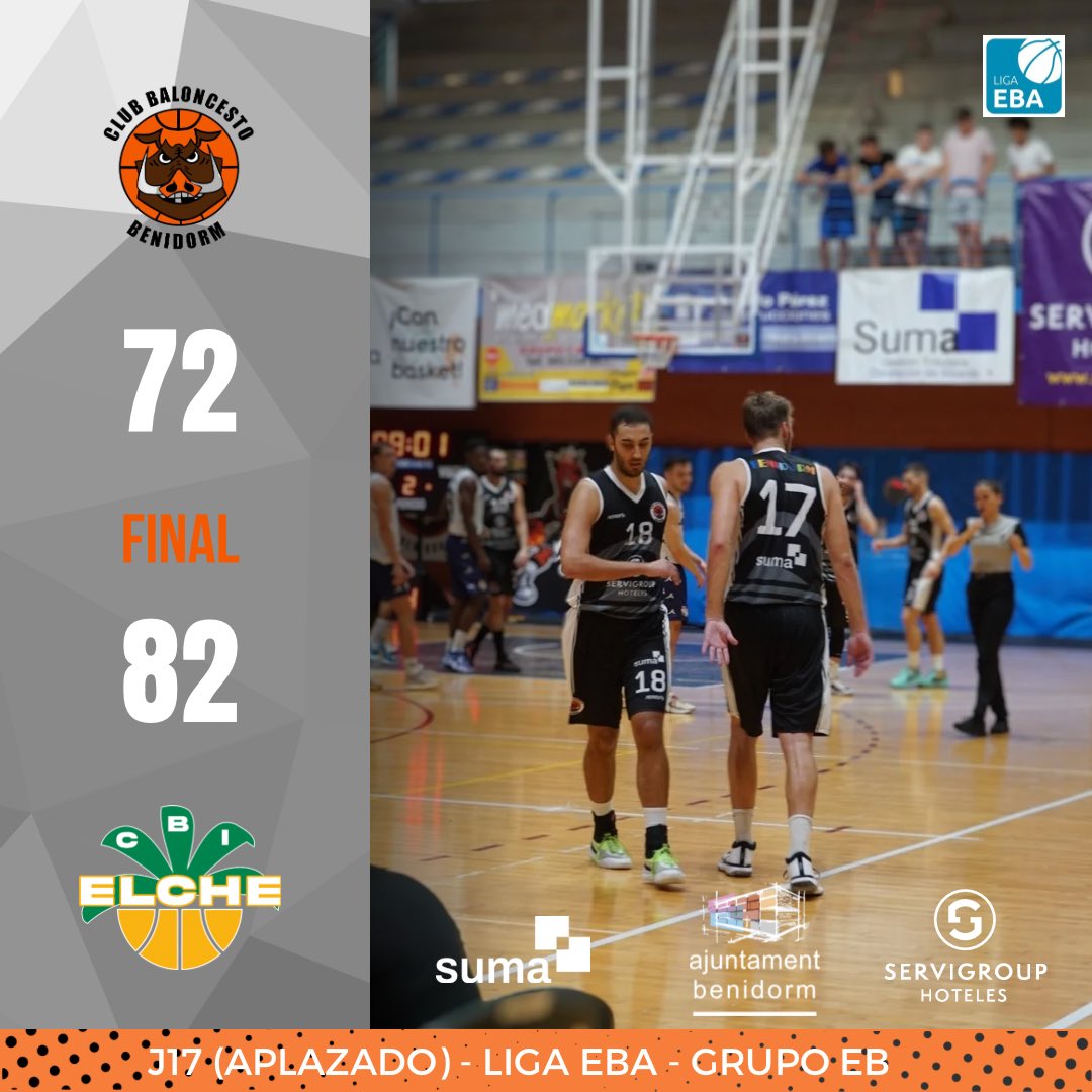 🏀 FINAL🏀 Derrota de nuestro Servigroup Benidorm en casa frente al CBI Elche. Servigroup Benidorm 72 - 82 CBI Elche 🏀🐗🖤 #cbbenidorm #temporada23_24 #Benidorm #SUMAconeldeporte #ServigroupBenidorm #Servigroup #LigaEBA #EBA