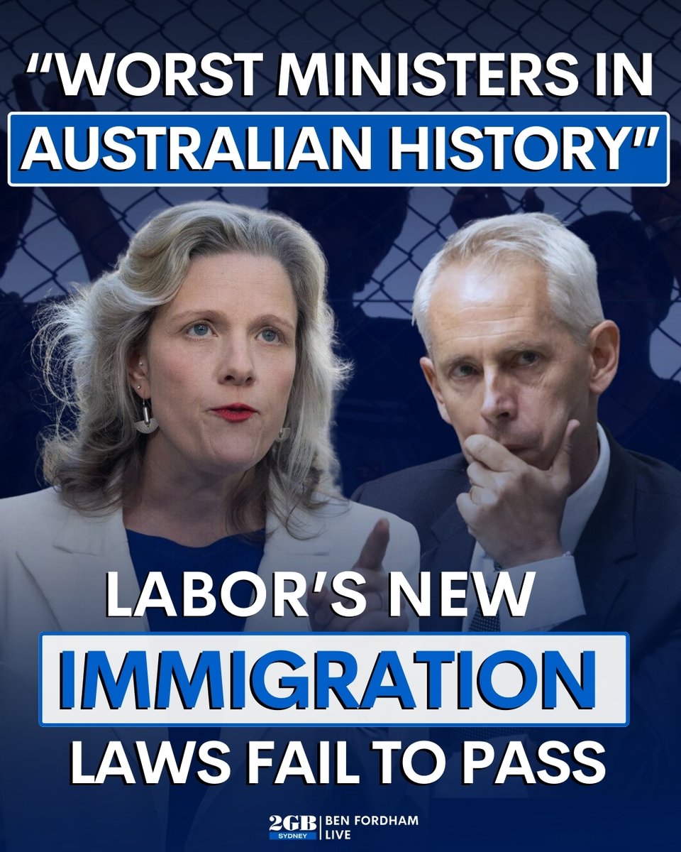 Clare O'Neil and Andrew Giles have been deemed the 'worst Ministers in Australian history', after their immigration bill failed to pass through Parliament. MORE: brnw.ch/21wIi1c