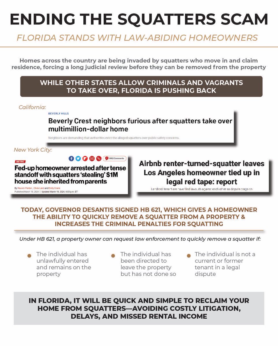 We are ending the squatters scam in the state of Florida.