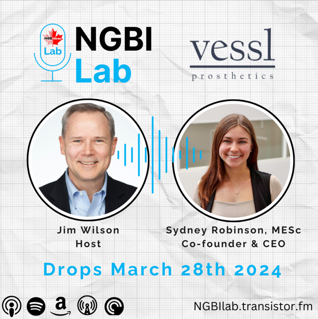 NGBiPodcasts's tweet photo. @NGNILab is the sister podcast of @NGBIdeas and our first show drops this coming Thursday March 28. The inaugural guest on #NGBILab is #SydneyRobinson of #VesslProsthetics and you can listen to our conversation via https://t.co/RRcoTaVNhc or wherever you get your pods! #NGBI https://t.co/76Pcn1ZDIU