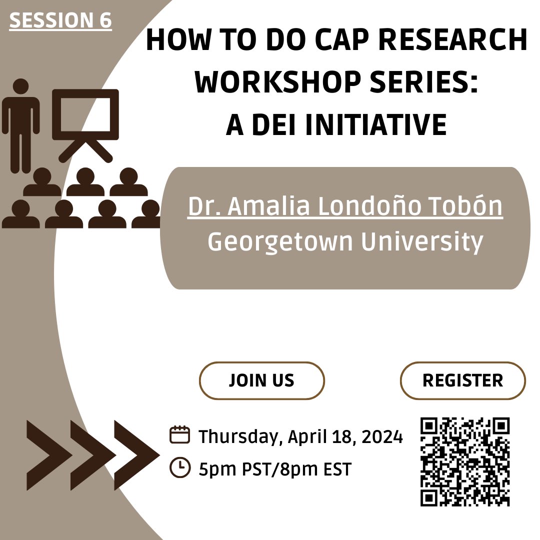 Join us for our 6th session on CAP Research featuring Dr. Amalia Londoño Tobón!! @DrLondonoTobon Register here: us06web.zoom.us/meeting/regist…