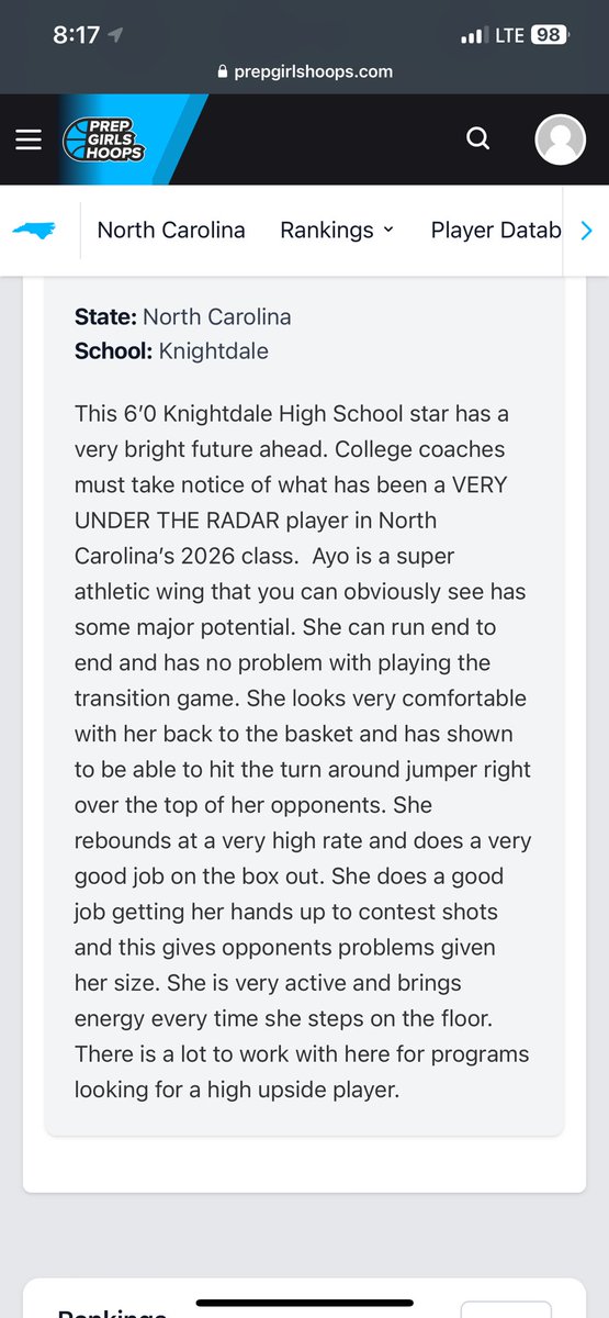Thank you @JDHoopsGuy ,@PGH_NC for this write up on my baby girl @itsAyoAdewumi_ . 🔥🔥📈📈🥰