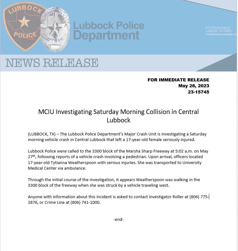 🚨ARREST MADE🚨 The Lubbock Police Department’s Major Crash Investigation Unit, with the assistance of the Lubbock U.S. Marshal’s Fugitive Force, arrested 23-year-old Dakevon Blaylock in connection to a 2023 hit-and-run that left 17-year-old Tytianna Weatherspoon dead. Officers…