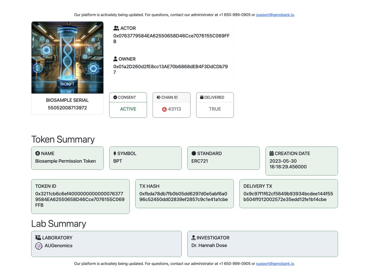 duribeb's tweet image. Congratulations to the @Amino_Chain Team! At @genobank_io, we welcome your efforts to increase #biosamples availability for research and appreciate our discussions about embracing the #BioNFTs 🧬framework. 
As pioneers in leveraging Non-Fungible Tokens to transform biosample…