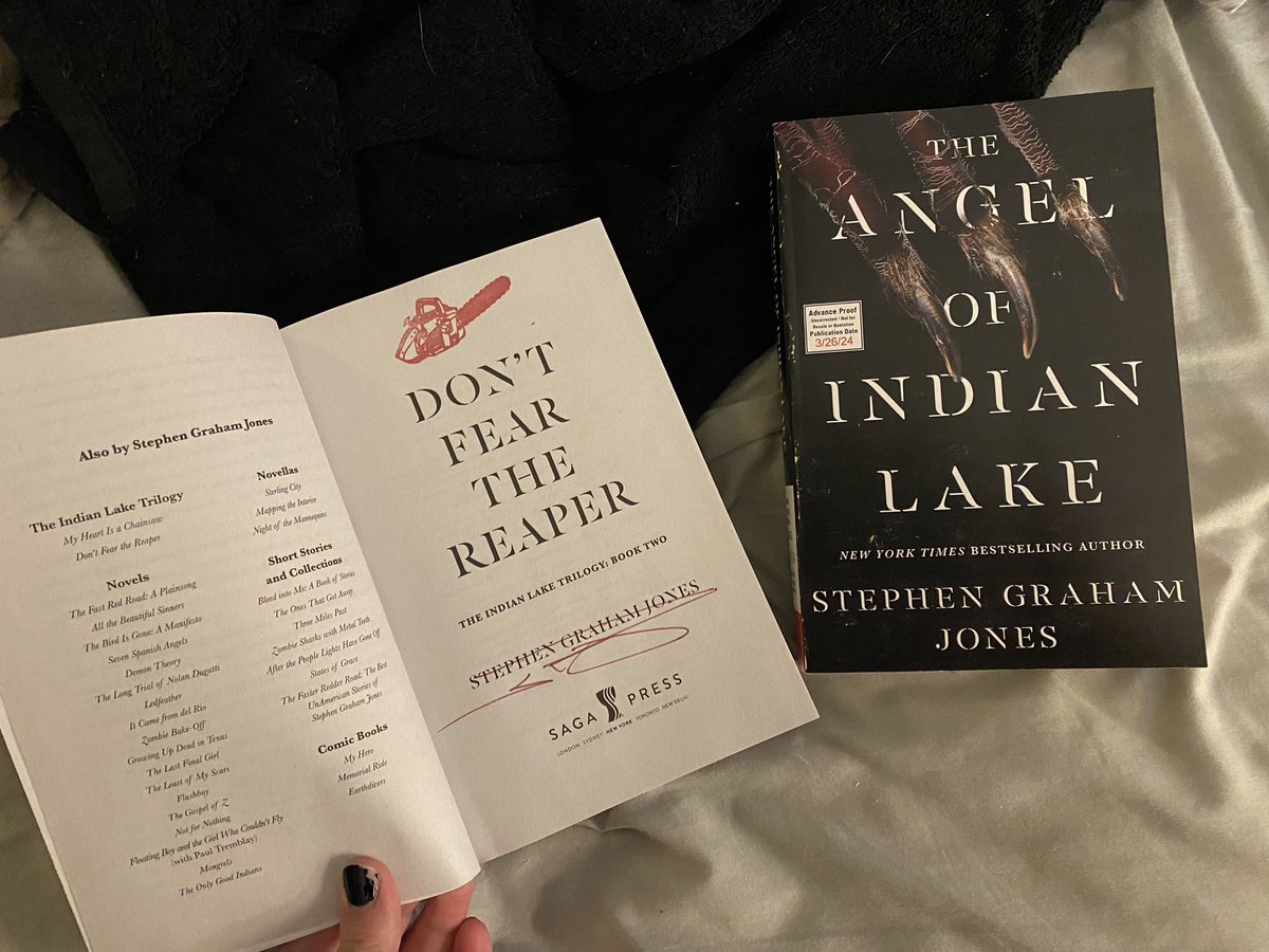 My luck continues - I won another Instagram giveaway. That little chainsaw stamp makes me so damn happy. Almost as happy as finally holding Angel in my hands does! #indianlaketrilogy #jadedanielsismyfinalgirl