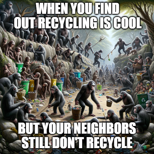 ♻️ Don't trash our future, recycle it! 🌍 🦍Let's turn memes monkey into movements for a greener world. #memecoin #Crypto #apes #recycling