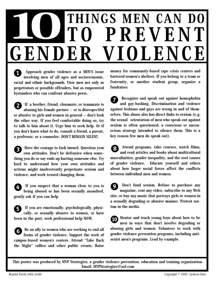 For a wealth of resources on men’s positive roles in ending men’s violence against women, including what men can do in our everyday lives, check out this collection on the pro-feminist website XY: xyonline.net/content/engagi… 4/4