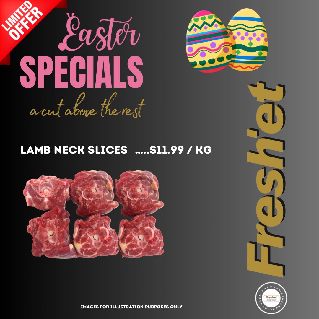Don’t miss out on amazing deals with our EASTER SPECIALS!! Get yourself one of our succulent meats for your Easter lunch with your families. Limited time offer! 🍗🥩

#freshetfiji #easterspecials #premiummeats