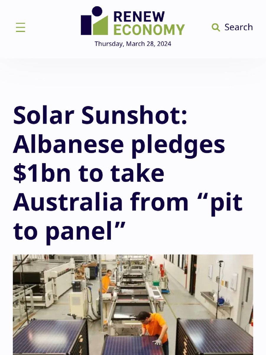 Great to see @AustralianLabor pledge $1 billion to create a local solar manufacturing industry 👏 🌞 This is the investment we need to be a clean energy powerhouse 💯💪 Check out the full article at @renew_economy 💚