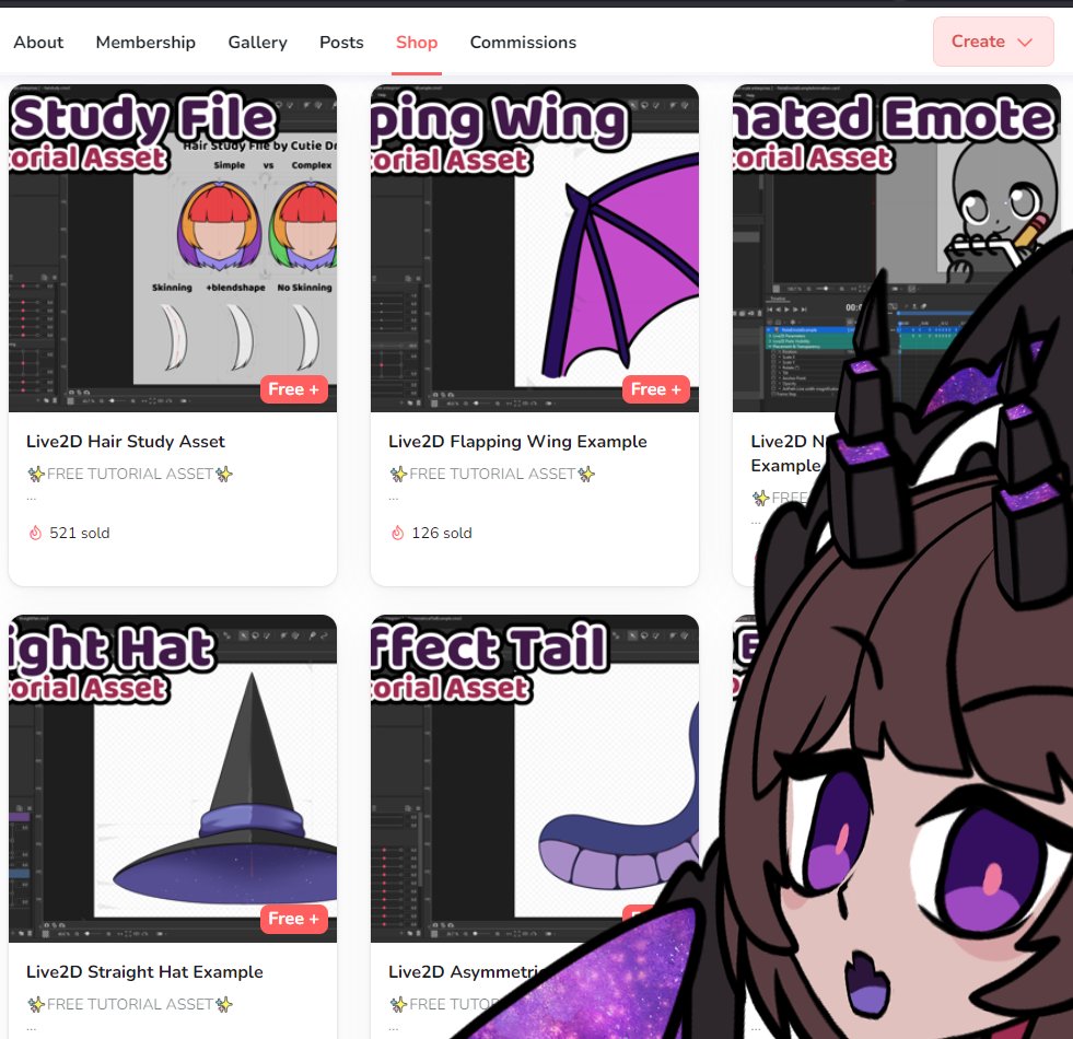 CutieDragon7's tweet image. Here's a reminder that I have a bunch of FREE Live2D tutorial assets up on my Ko-fi! 💜
Most of them have YouTube videos alongside them so you can see how they are setup! 
I try to make one every month!! 
⬇️Link below⬇️ #Live2D #live2dtutorial