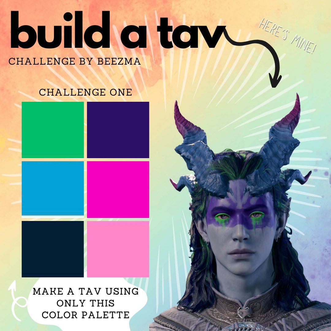 axelthecambion's tweet photo. @_beezma started a fun build-a-tav challange….drop y’all’s tavs for funsies? 👀 #buildatav #tav #bg3 #bauldursgate3 https://t.co/iXugyEFbfo