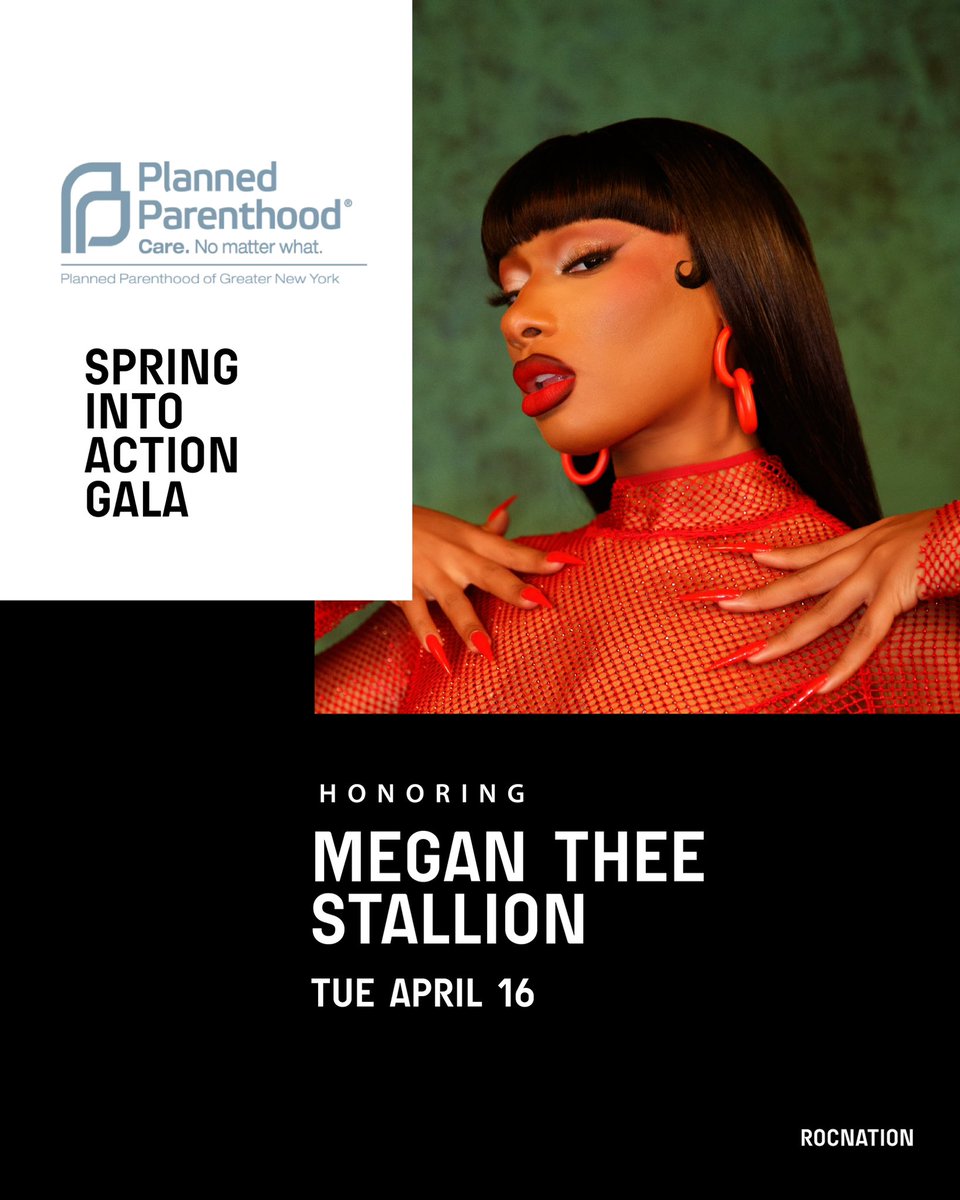 .@PPFA will honor @theestallion with the Catalyst for Change Award at the upcoming Planned Parenthood Of Greater New York Spring into Action Gala in April.