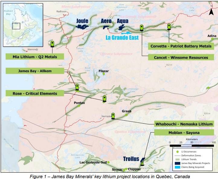 James Bay Minerals has expanded its strategic land-holding in the world-class La Grande Province in Quebec to 37,168ha with the acquisition of the La Grande East Project. $JBY #lithium #exploration #Quebec #Canada #JamesBay #LaGrande ow.ly/hBeU50R3MVs