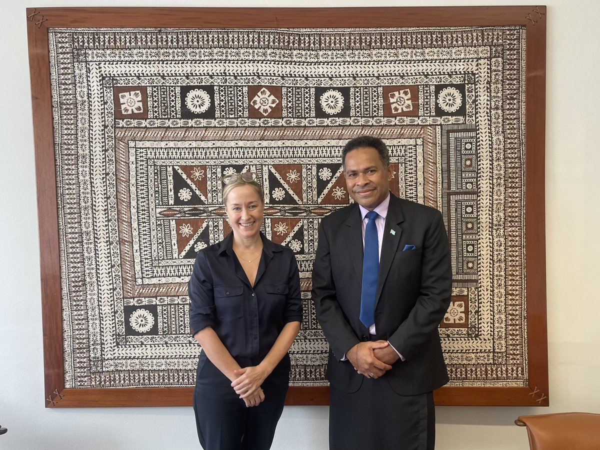 Delighted to meet @JoSuveinakama Fiji’s High Commissioner designate to the UK. Great discussion on 🇬🇧 🇫🇯 partnerships and enhanced engagement in the region. Safe travels to London.