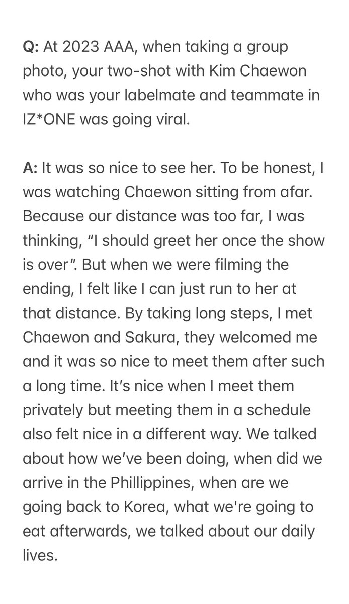 agicheetah's tweet photo. eunbi: by taking long steps, i met chaewon and sakura, they welcomed me and it was so nice to meet them after such a long time. it’s nice when i meet them privately but meeting them in a schedule also felt nice in a different way.

🥹💕

https://t.co/BElPdJOMiz https://t.co/BW8mU7CjWN