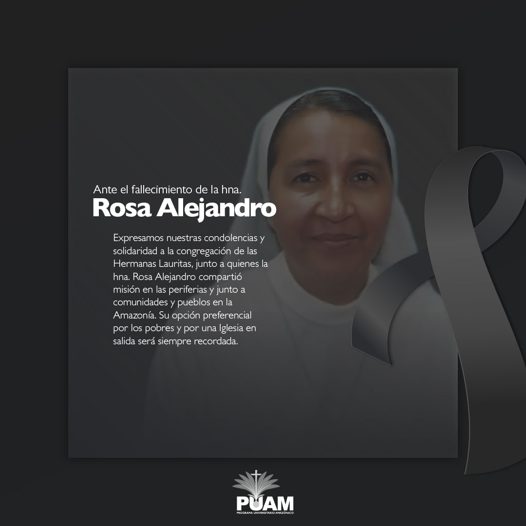 Nota de pesar frente al sensible fallecimiento de la Hna. Rosa Alejandro, misionera Laurita.