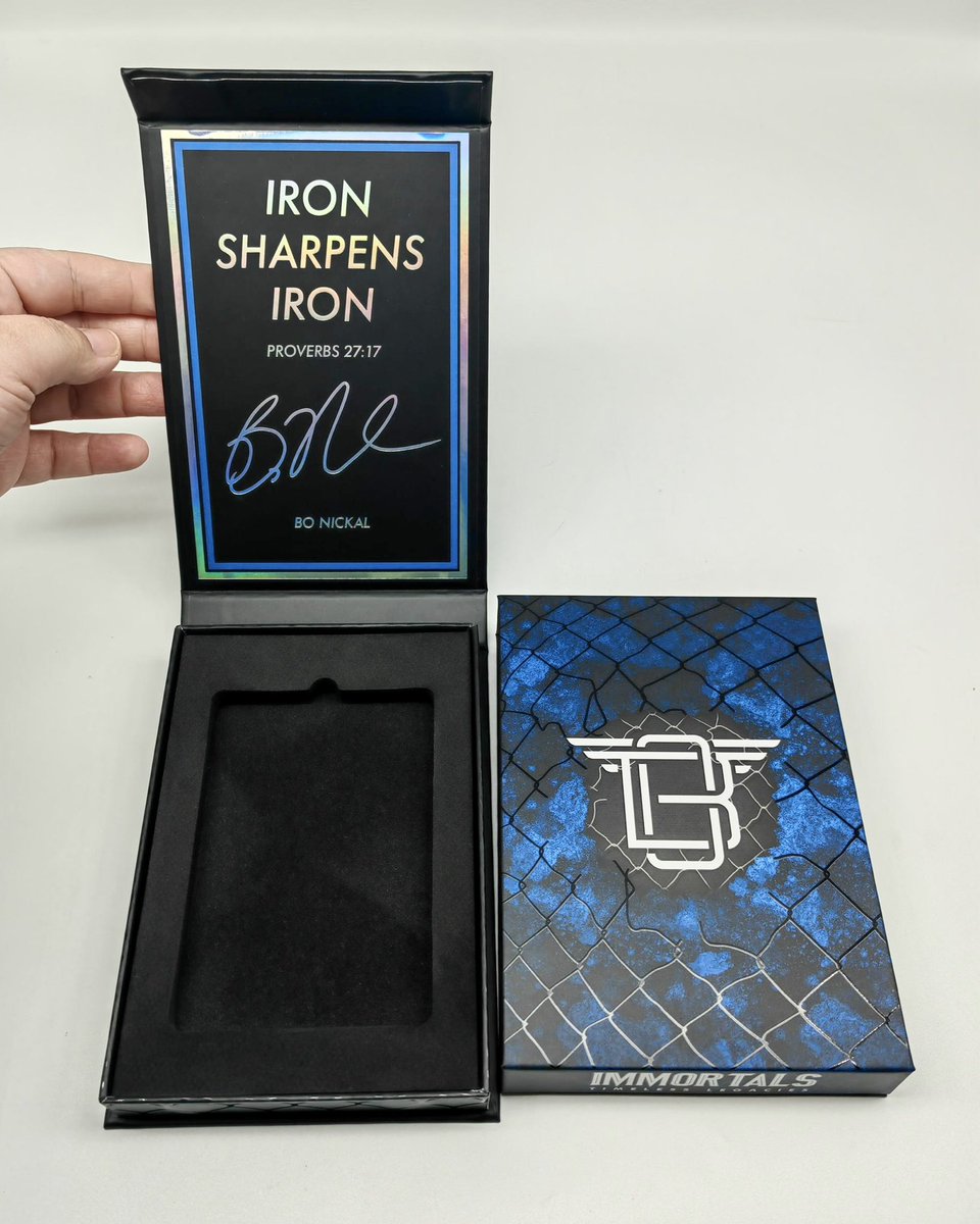 IRON SHARPENS IRON ⚔️ In the sports of MMA, every detail matters ✍️ <a href="/NoBickal/">Bo Nickal</a> can attest to that! Can’t wait for you all to experience this trading card collab in person ✨ Sign up now for early access! spectorsportsart.attn.tv/p/Rxs/landing-…