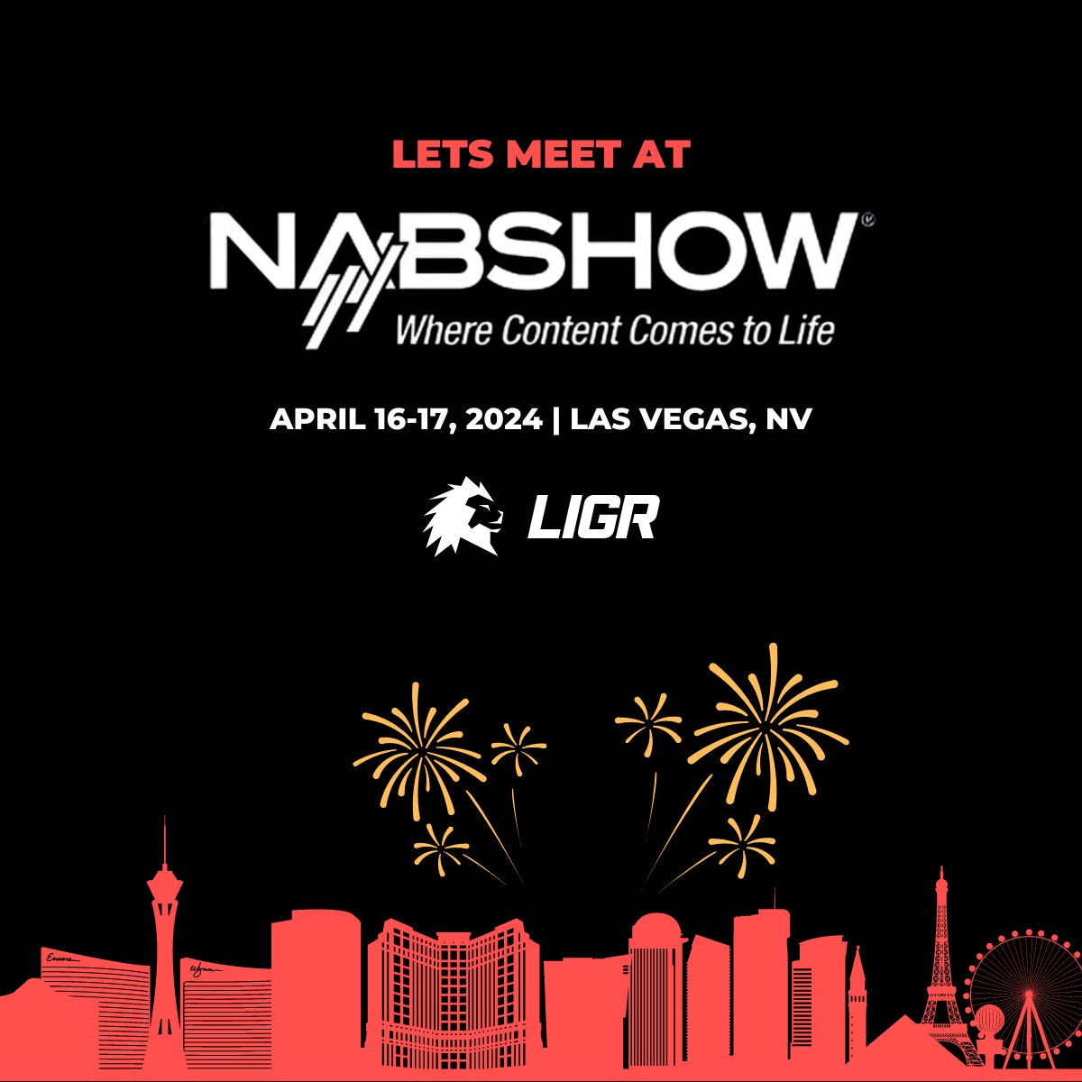 LIGRLive (@ligrlive) on Twitter photo Exciting News! Luke McCoy will be at #NABShow this April 16-17.
Explore LIGR's cutting-edge broadcasting technology up close. Schedule a one-on-one meeting with Luke to learn how LIGR's innovative solutions can elevate your broadcasts. 🎥
Book a meeting at: luke@ligrsystems.com Exciting News! Luke McCoy will be at #NABShow this April 16-17.
Explore LIGR's cutting-edge broadcasting technology up close. Schedule a one-on-one meeting with Luke to learn how LIGR's innovative solutions can elevate your broadcasts. 🎥
Book a meeting at: luke@ligrsystems.com