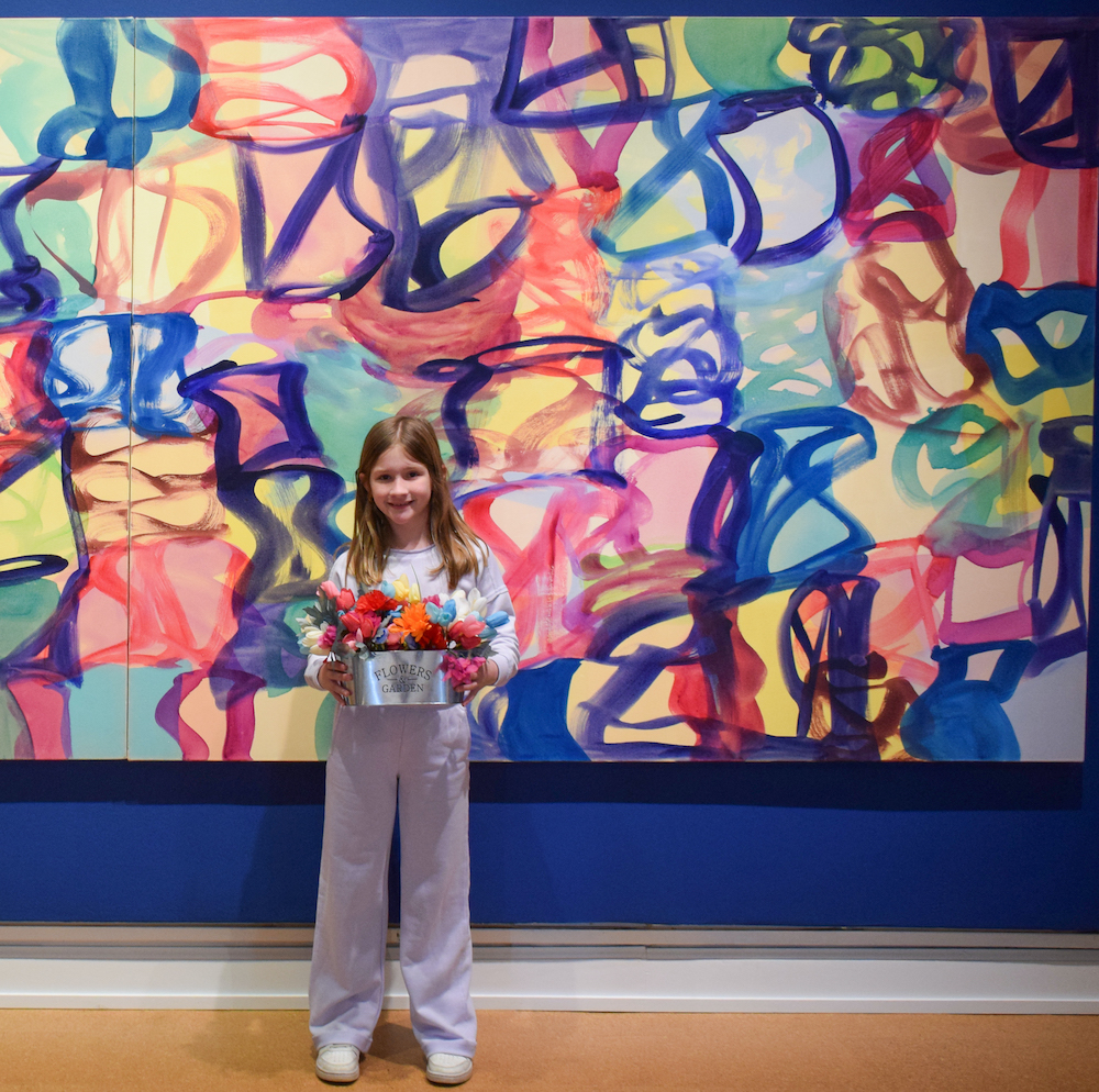 Several young Museum guests who visited Art in Bloom last weekend created their own floral designs inspired by paintings of their choosing! 📸 1 - inspired by Mary Abbott's 'Sudden Sun 📸 2 - inspired by Melissa Meyer's 'O the Times, O the Manners' (detail shown)