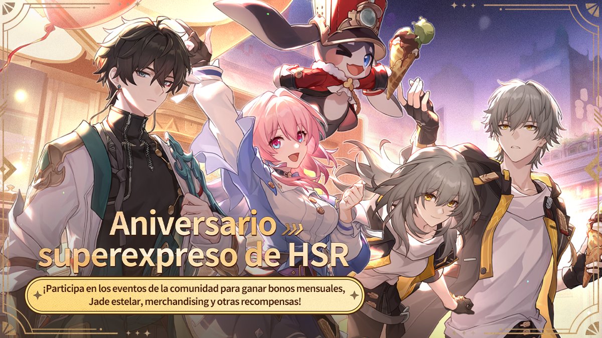 Aniversario superexpreso de HSR
🚂 ¿El tiempo realmente pasa más rápido en una aventura cósmica? Un año pasa en un abrir y cerrar de ojos. ¡Es hora de celebrar! ✨ 

¡Explora los diversos eventos de la comunidad en línea para tener la oportunidad de ganar todo tipo de recompensas