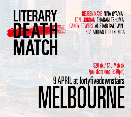 MELBOURNE! Get your tickets yet? literarydeathmatch.com

#MICF #books #cityofmelbourne #cityoflit #unesco